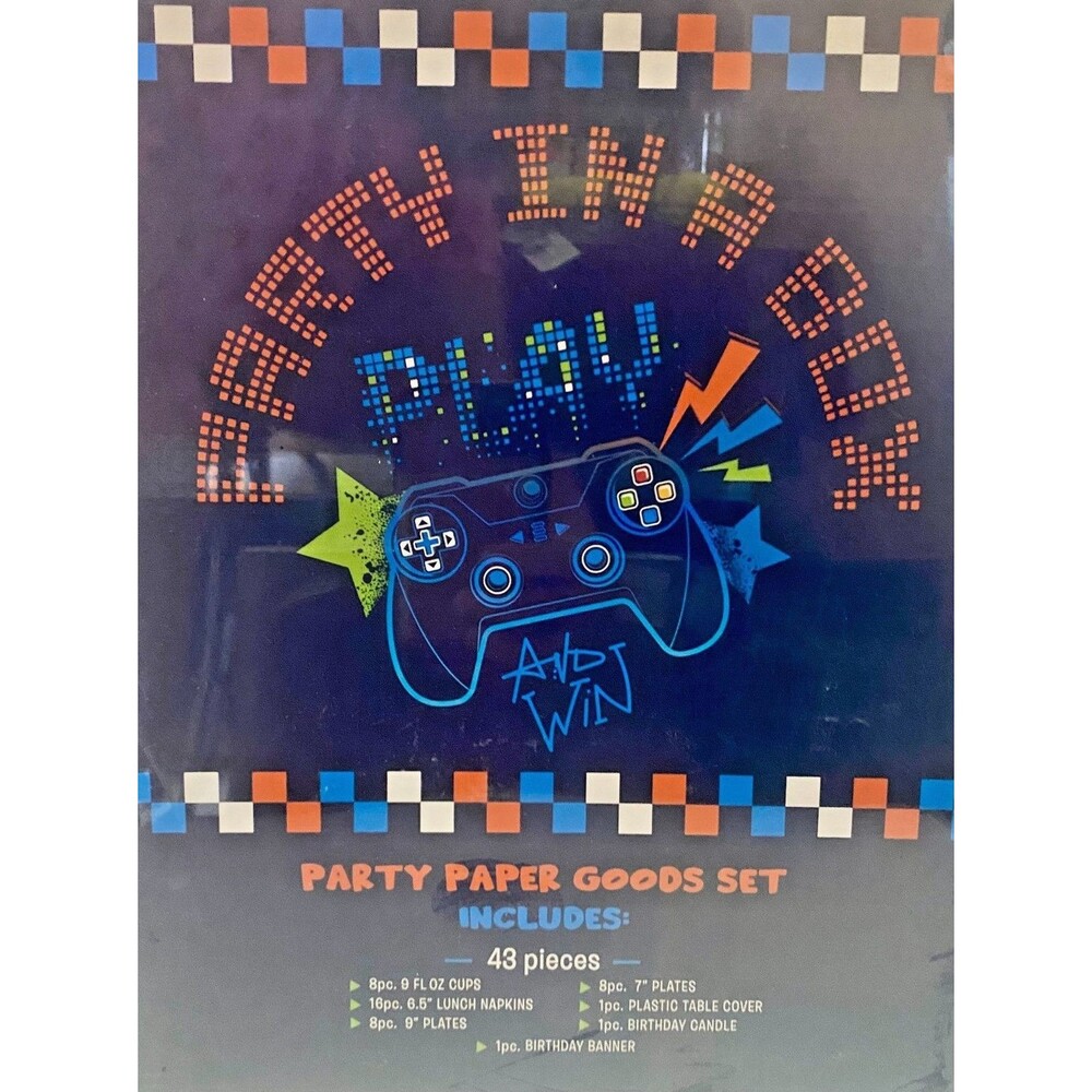 Birthday Party Decorations Video Game Gamer Themed Kit Box Banner Tablecloth